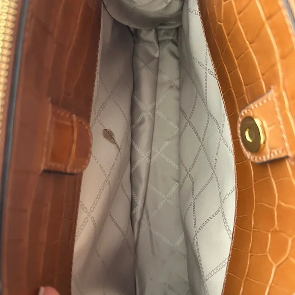 Michael Kors Brown Crocodile Embossed Satchel - Picture 4 of 6